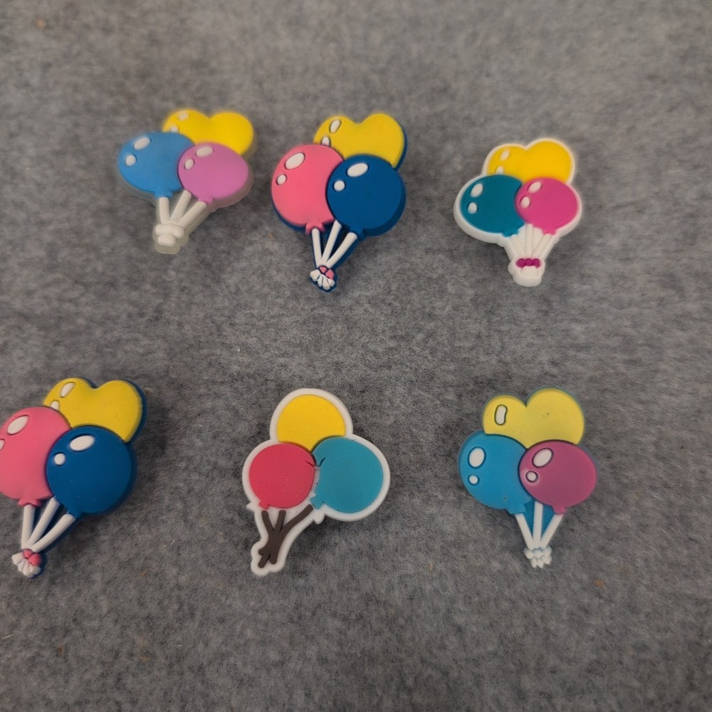 6pc Colorful Balloon Shoe Charms for Clogs Sandals PVC Accessories Multi Color